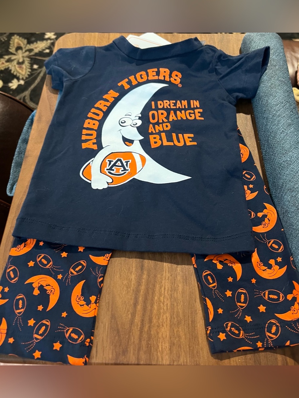 NWT Cheekie Peach NCAA Auburn University 2-Piece Baby Outfit Size 3-6 Months